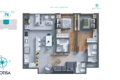 Apartamento para Venda em Itajaí no Praia Brava de Itajaí com 3 Quartos e 93m² | Piscina e Varanda Gourmet - Foto 9