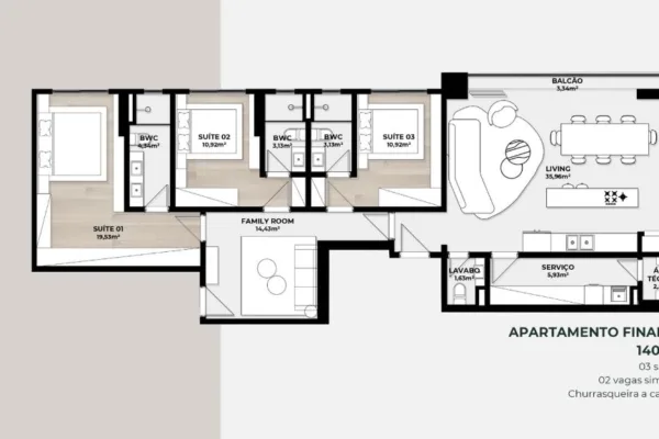 Apartamento para Venda em Itajaí no Fazenda com 3 Quartos e 120m² | Piscina e Varanda Gourmet - Foto 1