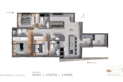 Apartamento para Venda em Barra Velha no Itajuba com 3 Quartos e 98m² | Varanda Gourmet e Salão de Festas - Foto 10